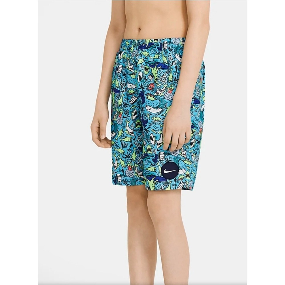 Nike Swimsuit Youth Medium 10-12 Swim Trunks Sharks And Dinosaurs Great Conditio